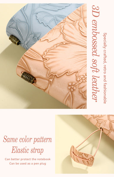 Green 2 Pack Floral Embossed Pu Leather Journals 192 Pages Each Notebooks