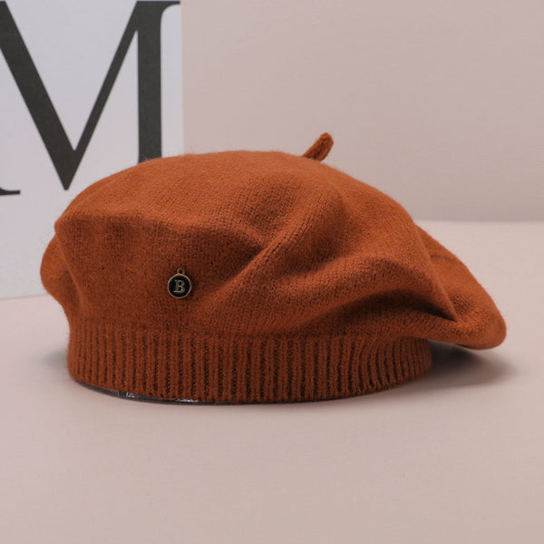 Brown Inspired Knitted Beret Stretchy & Comfortable Wool Blend Cap Hats