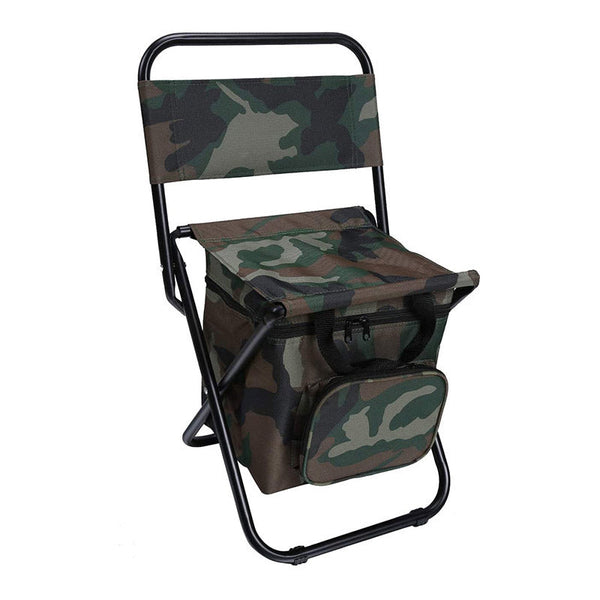 Foldable Camping Chair With Integrated 10L Insulated Cooler Bag Army Green Camping Chairs