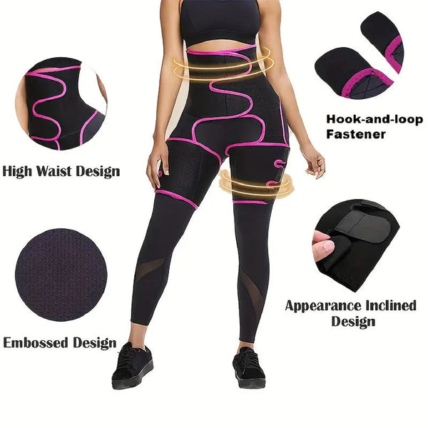 Pink Women's 3 In 1 Body Shaper: Waist Cincher Thigh Slimmer Glute Lifter Workout Gear (Size S/M) Shapewear