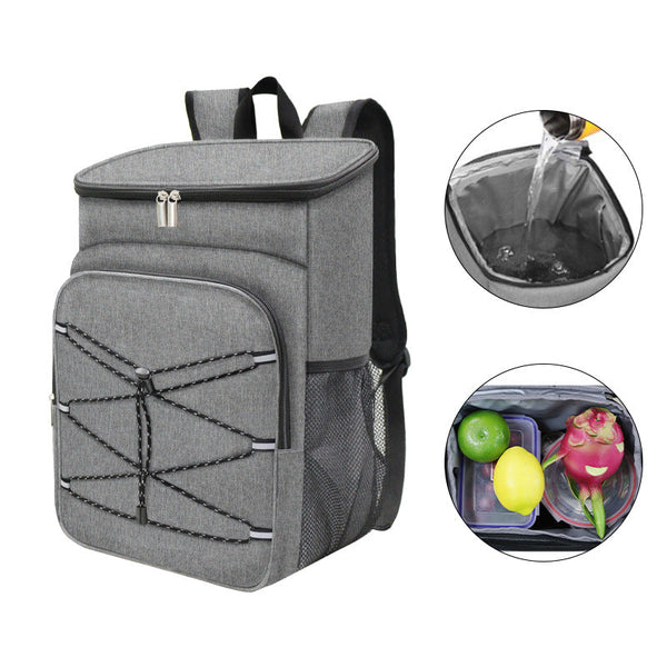 Grey Large Insulated Cooler Backpack Leakproof Lightweight For Picnic Beach Camping Insulated Food Delivery Bags