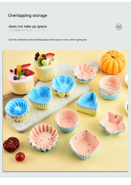 Style 1 Silicone Mini Cake Molds (30 Pack)For Cupcakes Desserts (6.5X6.5X3.2Cm) Muffin Pans & Baking Moulds