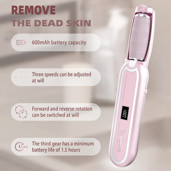 Pink Rechargeable Electric Callus Remover 3 Speeds Lcd For Smooth Feet Foot Creams & Treatments