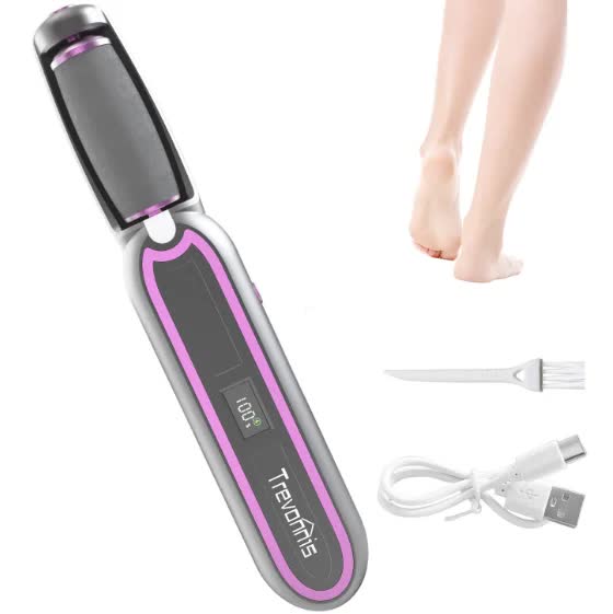 Gray Purple Rechargeable Electric Callus Remover 3 Speeds Lcd For Smooth Feet Foot Creams & Treatments