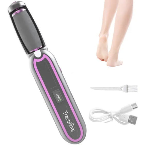 Gray Purple Rechargeable Electric Callus Remover 3 Speeds Lcd For Smooth Feet Foot Creams & Treatments