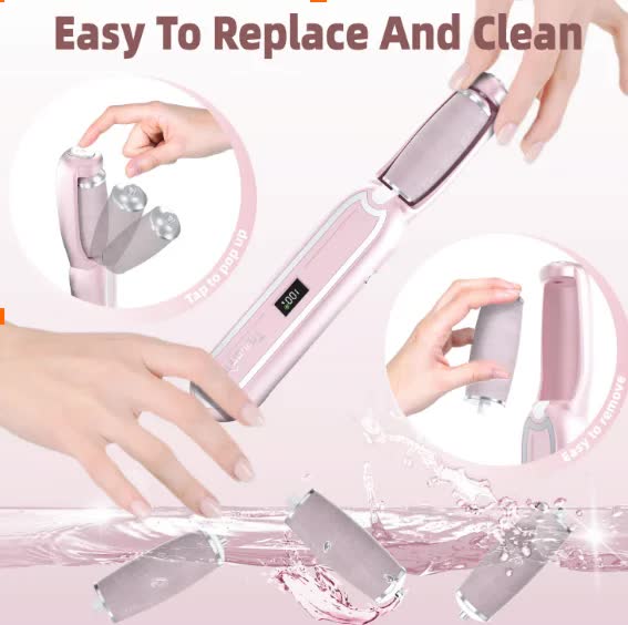 Gray Purple Rechargeable Electric Callus Remover 3 Speeds Lcd For Smooth Feet Foot Creams & Treatments