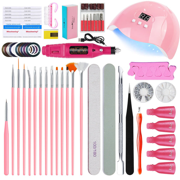 Complete Nail Art Manicure Kit Uv Led Lamp Electric Drill Brushes & Accessories Nail Dryers & Lamps