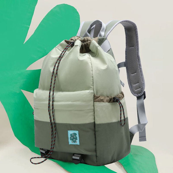 Beige Stylish Lightweight Drawstring Backpack For Women Men Hiking Travel Climbing Bags
