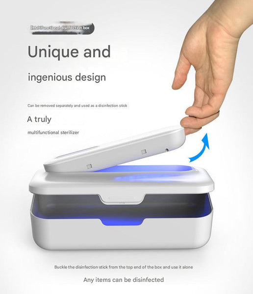 White 2 In 1 Uv Sterilizer Box & Detachable Wand For Phone Jewelry Masks Cleaning Products