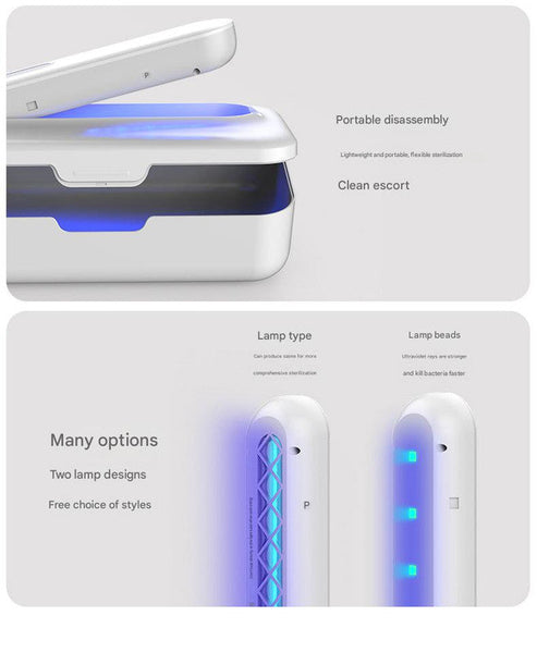White 2 In 1 Uv Sterilizer Box & Detachable Wand For Phone Jewelry Masks Cleaning Products