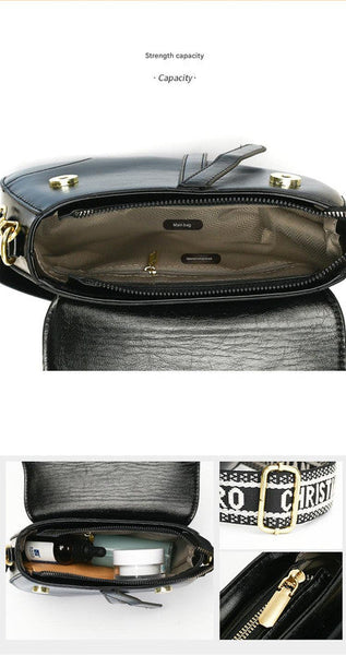 Khaki Chic Saddle Crossbody Bag With Wide Guitar Strap Pu Leather Women's Bags & Handbags