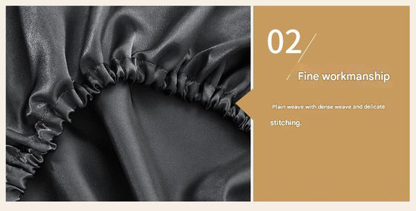 Black Silky Satin Pillowcase Pair Smooth For Hair & Skin Elastic Fitted (46X70+16Cm) Pillow Cases