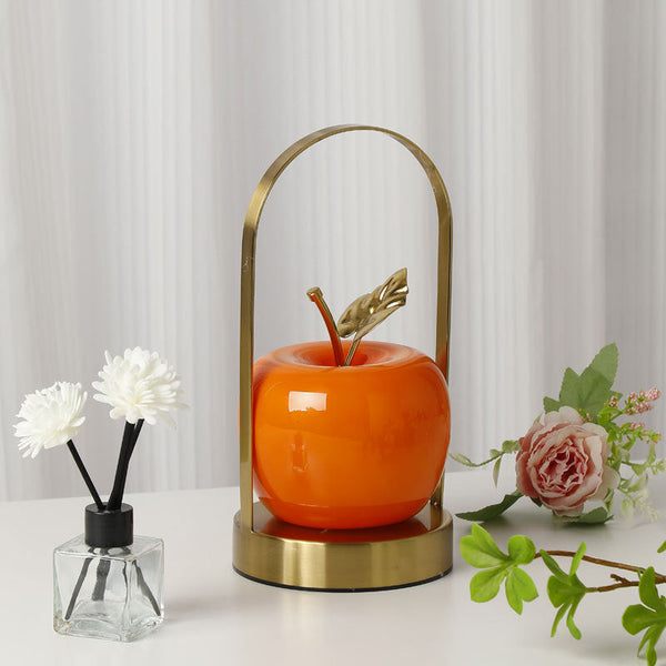 Orange Decorative Apple Table Lamp Usb C 3 Light Modes Metal Handle Lamps