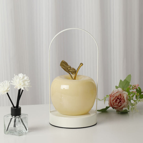 Yellow Decorative Apple Table Lamp Usb C 3 Light Modes Metal Handle Lamps