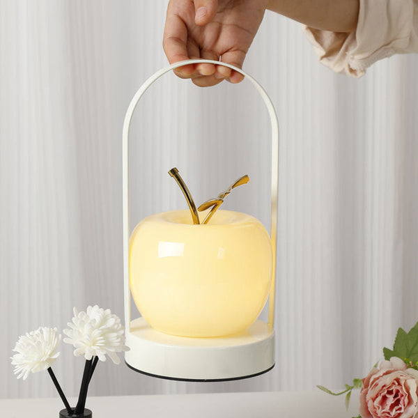 Yellow Decorative Apple Table Lamp Usb C 3 Light Modes Metal Handle Lamps