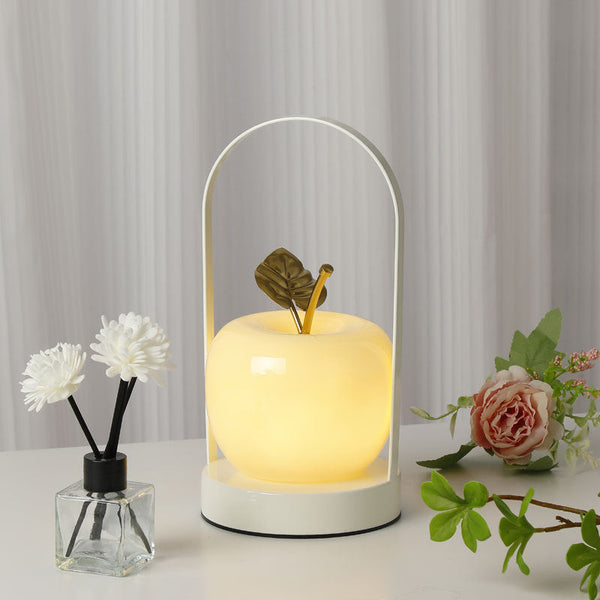 Yellow Decorative Apple Table Lamp Usb C 3 Light Modes Metal Handle Lamps