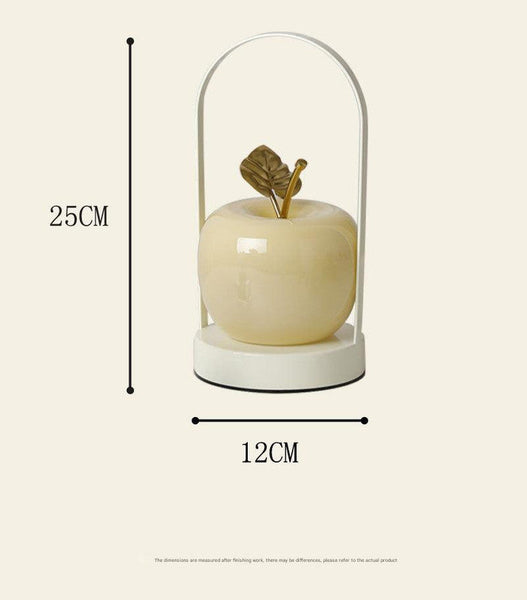 Yellow Decorative Apple Table Lamp Usb C 3 Light Modes Metal Handle Lamps