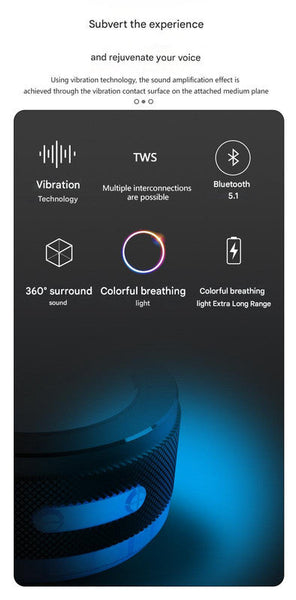 Silver Bone Conduction Vibration Bluetooth Speaker Tws Stereo Led Surface Sound Earbuds