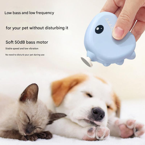 Blue Cute Dinosaur Electric Pet Nail Grinder 3 Speed Low Noise Usb For Dogs & Cats Dog Grooming