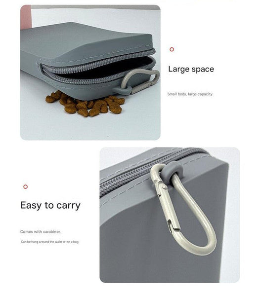 Black Silicone Dog Treat Pouch (Set Of 2) Waterproof Portable For Training & Walks Treat Bags