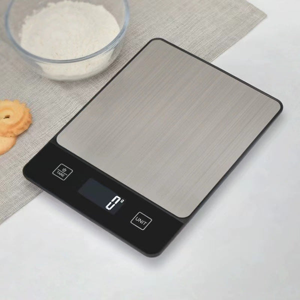 Black Digital Kitchen Scale Stainless Steel Food For Baking & Cooking (10Kg/1G) Kitchen Scales