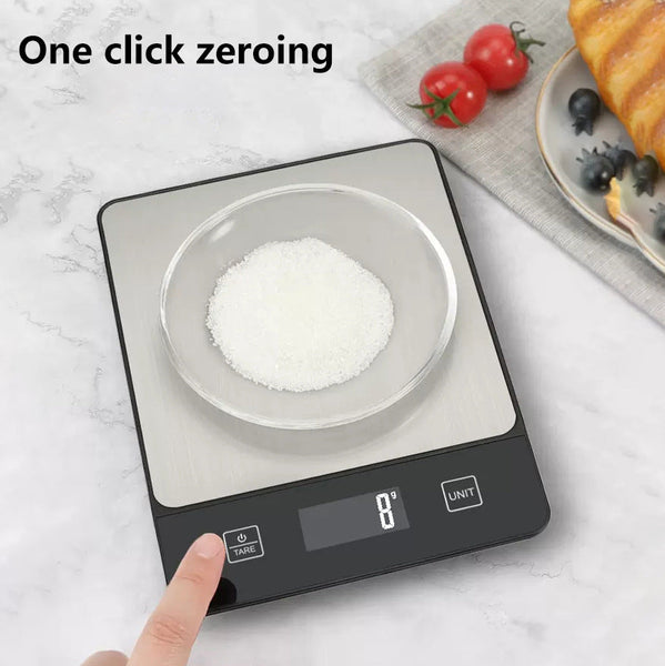 Black Digital Kitchen Scale Stainless Steel Food For Baking & Cooking (10Kg/1G) Kitchen Scales