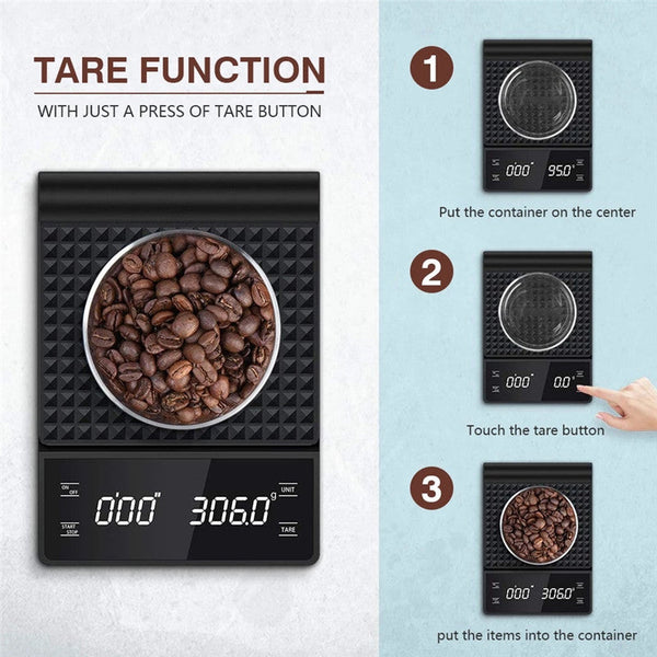 Digital Coffee Scale With Timer 0.1G Precision Usb Rechargeable Pour Over And Espresso Kitchen Scales
