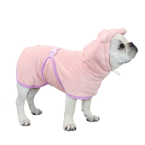Pink Hooded Dog Bathrobe Super Absorbent Adjustable Fit Cozy Pet Towel (Size : Xs) Dog Grooming