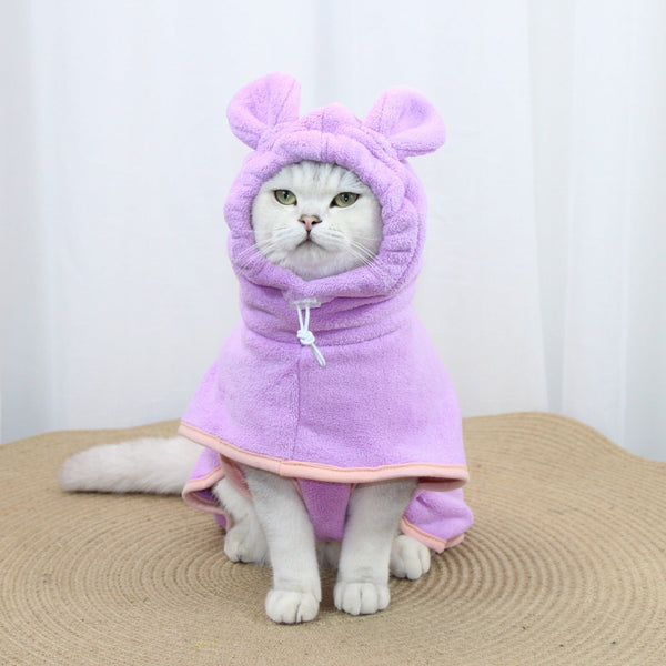Purple Hooded Dog Bathrobe Super Absorbent Adjustable Fit Cozy Pet Towel (Size : M) Dog Grooming