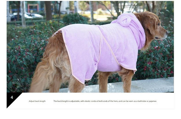 Purple Hooded Dog Bathrobe Super Absorbent Adjustable Fit Cozy Pet Towel (Size : M) Dog Grooming