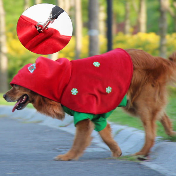 Christmas Dog Costume Festive Hooded Cape & Green Jumpsuit Outfit (Size : M) Dog Clothing & Shoes