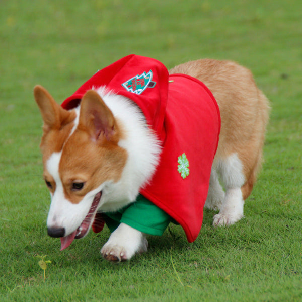 Christmas Dog Costume Festive Hooded Cape & Green Jumpsuit Outfit (Size : L) Dog Clothing & Shoes