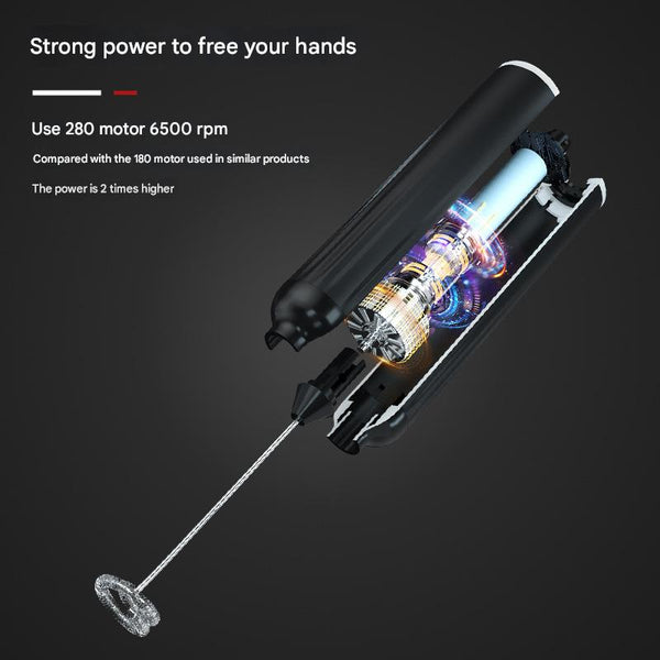 Green Usb Rechargeable Milk Frother 3 Speed Handheld Electric Whisk With Stand Milk Frothers