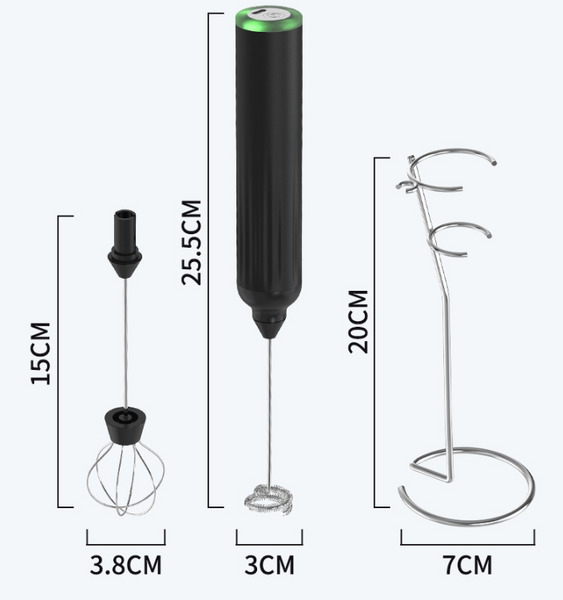 White Usb Rechargeable Milk Frother 3 Speed Handheld Electric Whisk With Stand Milk Frothers