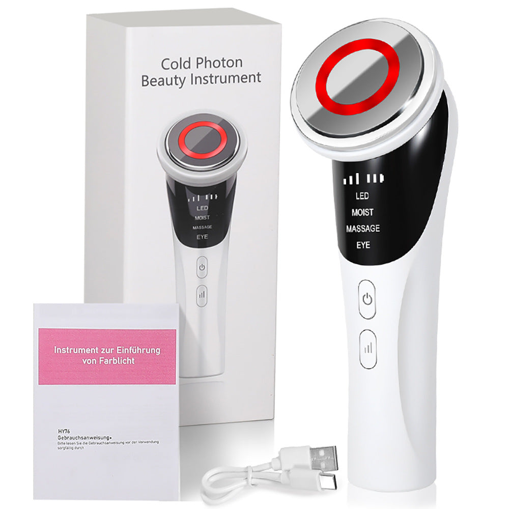 Cold Photon Led Light Therapy Facial Massager Ems Hot Compress Skin Rejuvenation Wand Anti Aging Products