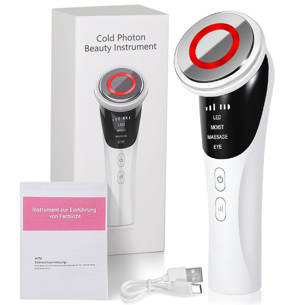 Cold Photon Led Light Therapy Facial Massager Ems Hot Compress Skin Rejuvenation Wand Anti Aging Products