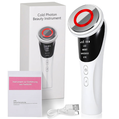 Cold Photon Led Light Therapy Facial Massager Ems Hot Compress Skin Rejuvenation Wand Anti Aging Products