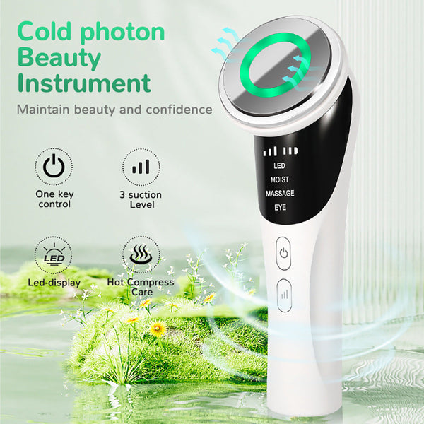 Cold Photon Led Light Therapy Facial Massager Ems Hot Compress Skin Rejuvenation Wand Anti Aging Products