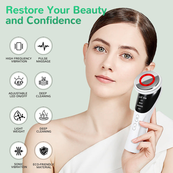 Cold Photon Led Light Therapy Facial Massager Ems Hot Compress Skin Rejuvenation Wand Anti Aging Products