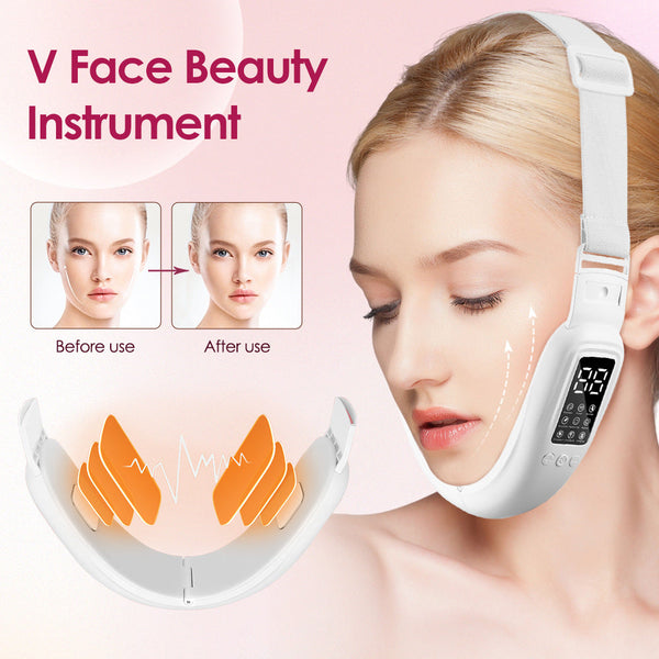 Smart V Shape Face Sculpting Device 5 Led Lights 15 Intensities Hot Compress Vibration Anti Aging Products