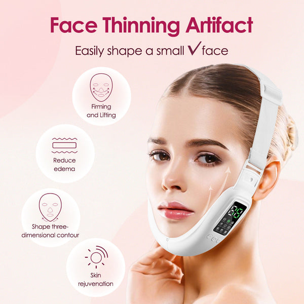 Smart V Shape Face Sculpting Device 5 Led Lights 15 Intensities Hot Compress Vibration Anti Aging Products