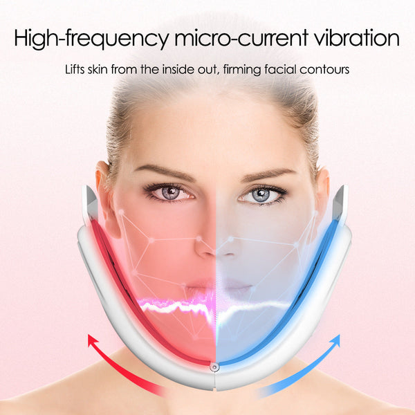 Smart V Shape Face Sculpting Device 5 Led Lights 15 Intensities Hot Compress Vibration Anti Aging Products