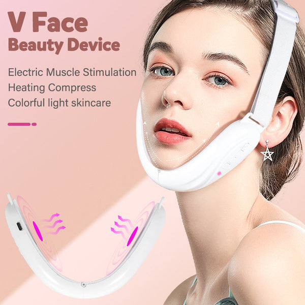Electric V Shape Face Sculpting Massager Ems Led Skincare & Heat For Slimming Anti Aging Products