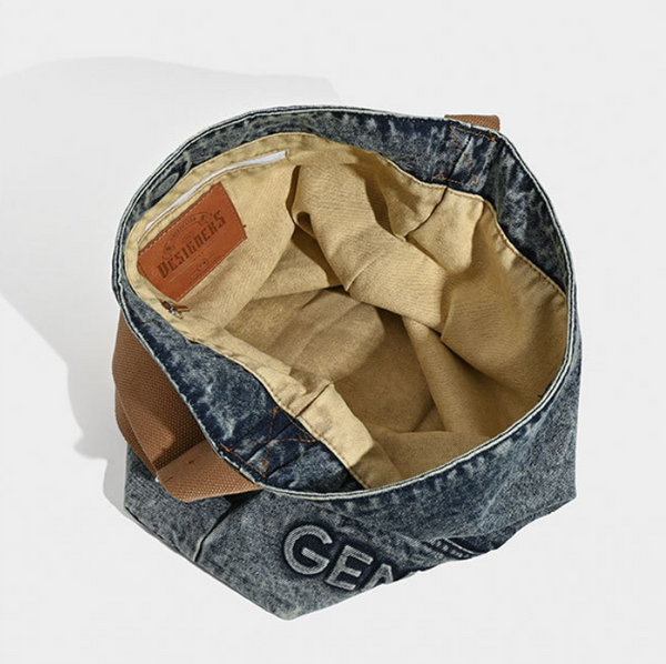 Washed Denim Tote Bag Large Capacity Shoulder Crossbody Women's Bags & Handbags