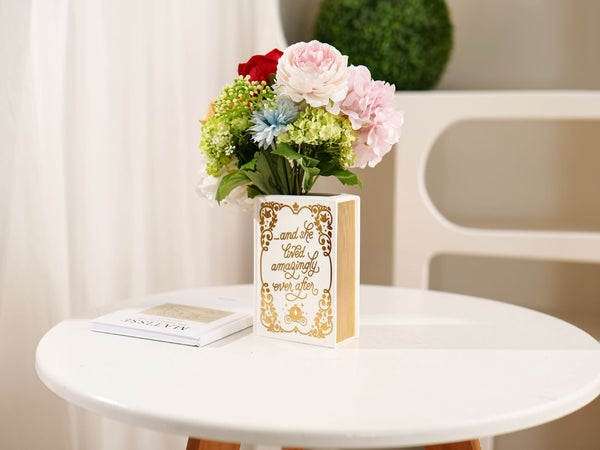 Literary Book Vase Ceramic Planter Desk Organiser Home Decor Golden Vases