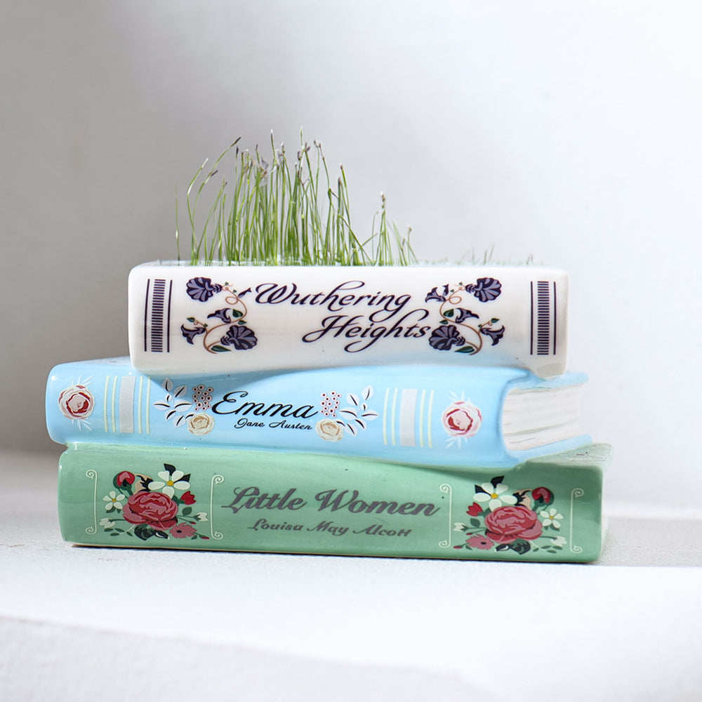 Literary Book Vase Creative Ceramic Planter & Desk Organizer(Stack Of Books) Vases