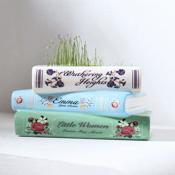 Literary Book Vase Creative Ceramic Planter & Desk Organizer(Stack Of Books) Vases