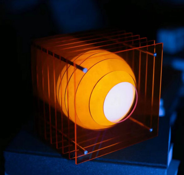 Minimalist Layered Acrylic Moon Lamp Usb Touch Dimmable (Sunset Orange Lamp) Lamps