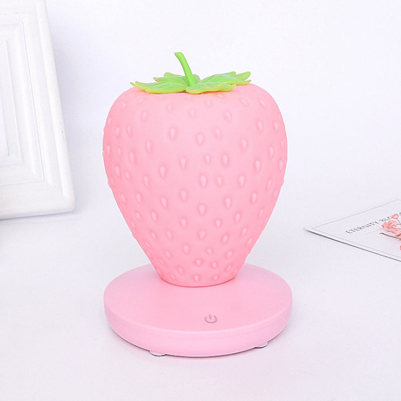 Pink Cute Silicone Strawberry Night Light Usb Rechargeable Touch Control Night Lights