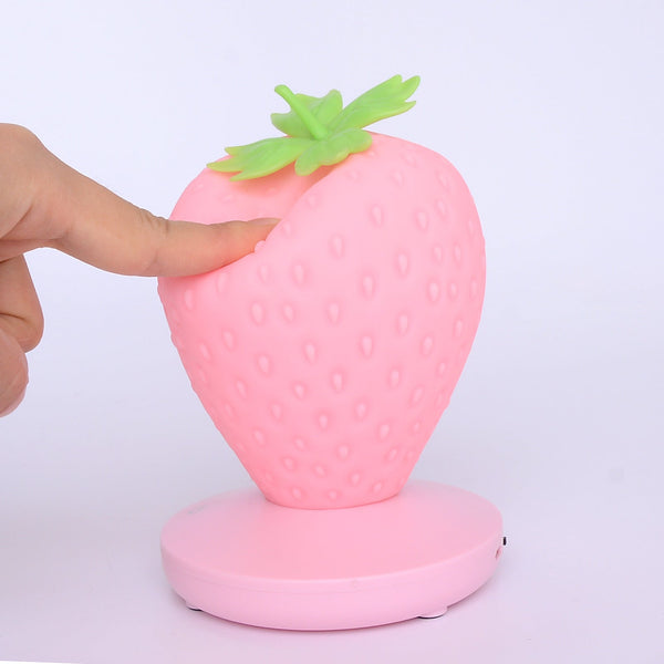 Pink Cute Silicone Strawberry Night Light Usb Rechargeable Touch Control Night Lights
